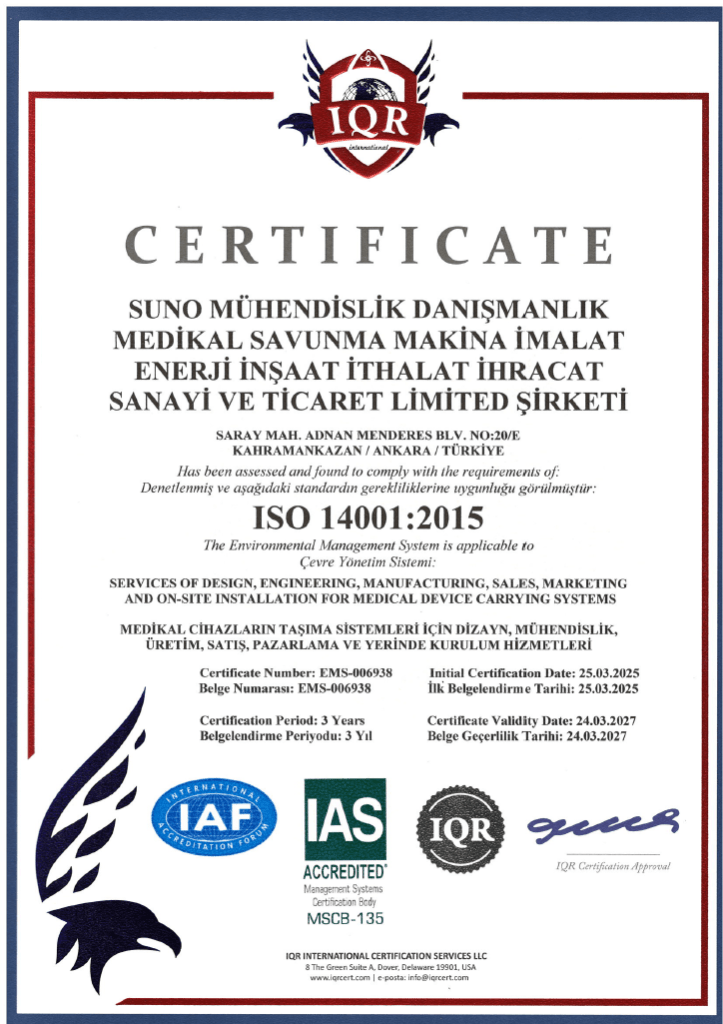 ISO 14001 Environmental Management certificate